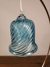 Vintage Old World  Hand-Blown Bell Ornament  Blue