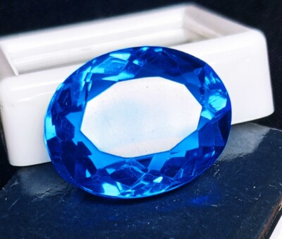 Natural London Blue Topaz 17.65 Ct Oval Shape Certified Excellent Loose Gemstone