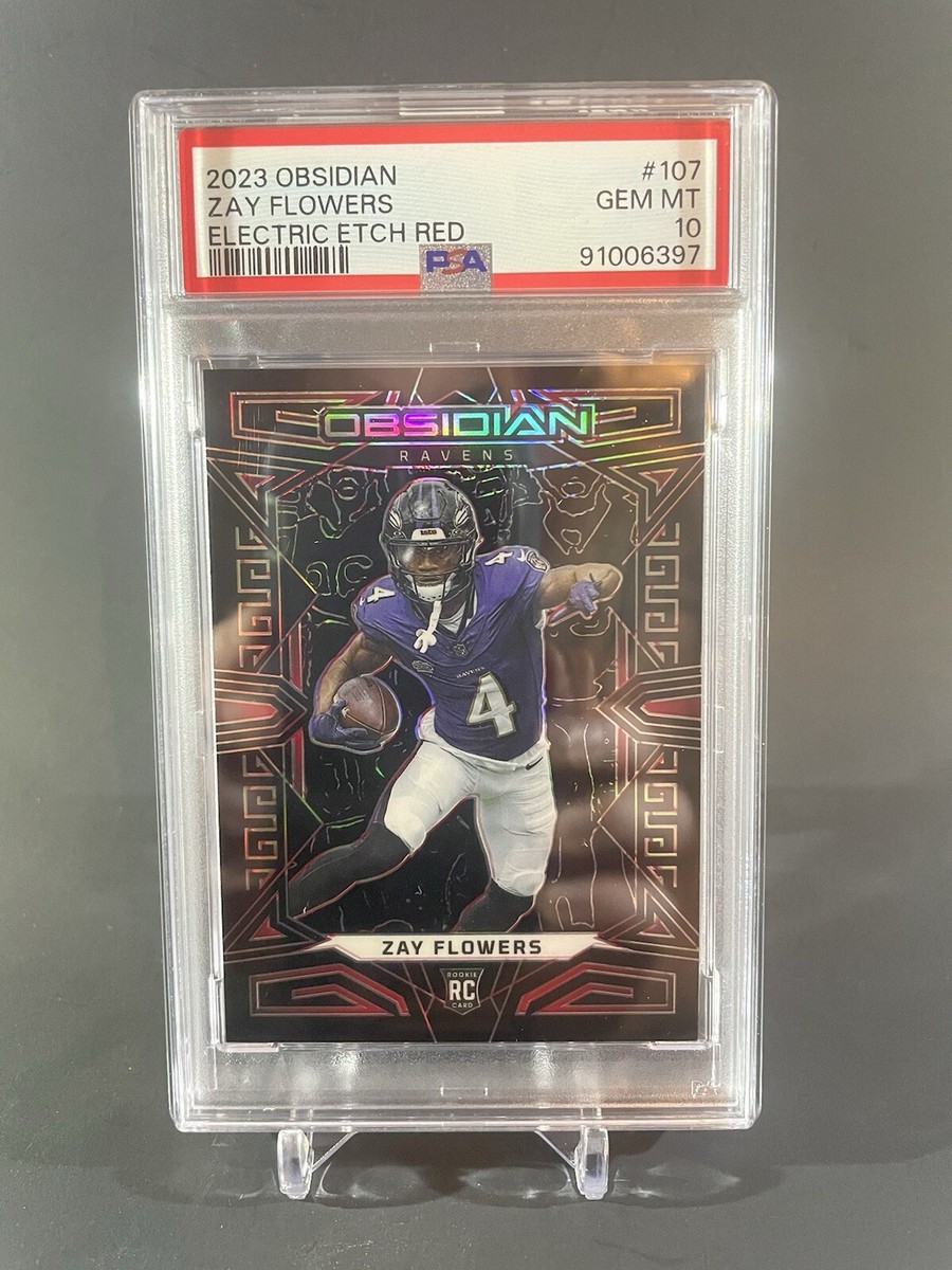 2023 Obsidian Zay Flowers Electric Etch Red #/8 PSA 10 #107