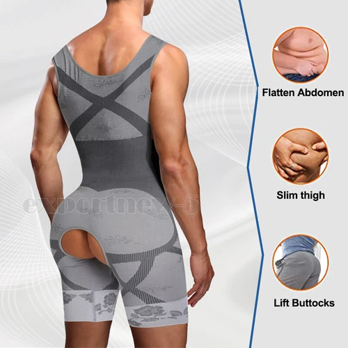 Herren Ganzkörper Shaper Kompression Schlankheitsanzug Shapewear Taille Trainer Body - Bild 5 von 15