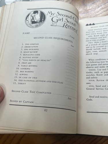LOTE GSA VINTAGE GIRL SCOUTS OF AMERICA 1938 MANUAL REGISTRO TOALLA DE TÉ FOLLETO - Imagen 13 de 18