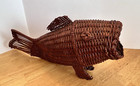 Vintage Fish Shaped Woven Rustic Wicker Basket approx. 14 x 7 x 4