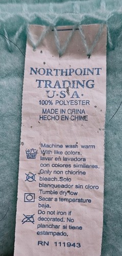 Vtg Northpoint Trading USA Baby Blanket Aqua Blue w/ Tan Star Boy Stitch Edge - Picture 5 of 5