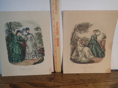 2 Antique 19th Century French Fashion Prints La Mode Illustree - Picture 1 of 12