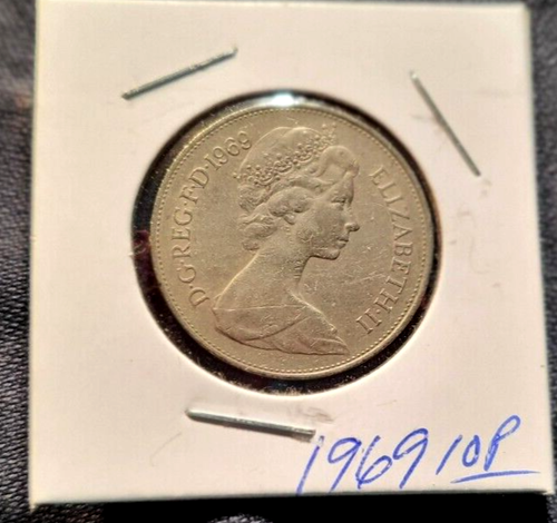 Lot of 2 U.K. 10 NEW PENCE COINS - ELIZABETH II D.G. REG. F.D. - 1969 & 1973... - Picture 3 of 6