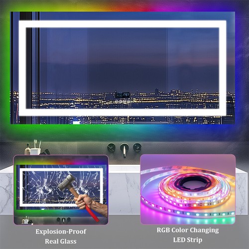 1200MM Large Bluetooth LED Bathroom Mirror Adjustable RGB Vanity Mirror Music - Picture 10 of 20