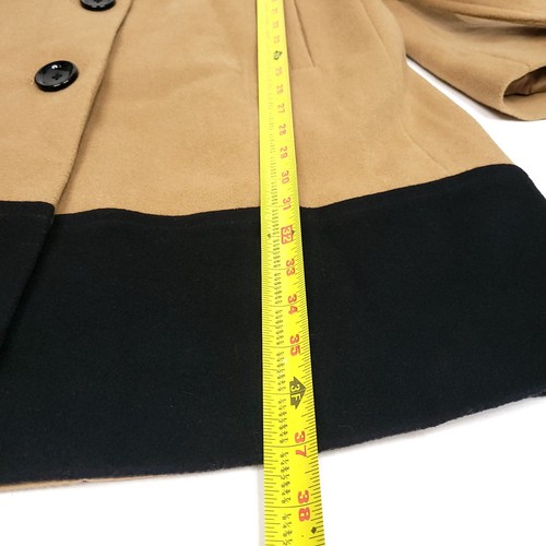 Abrigo para mujer Dana Buchman XL marrón negro con cinturón lana nailon mezcla de cachemir - Imagen 8 de 12
