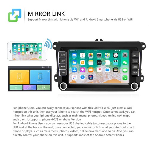7" Android 10 Car Stereo Radio For VW Golf 5 6 Polo Passat Jetta GPS Navi Camera - Picture 4 of 12