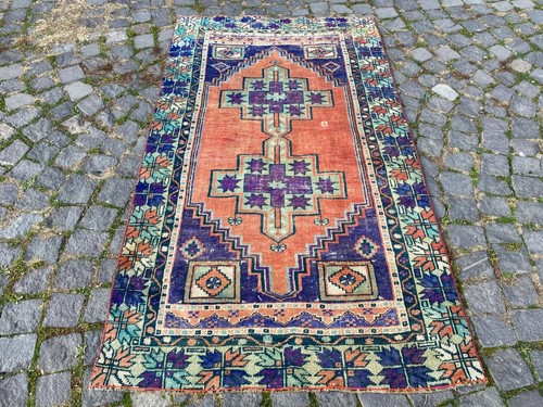 Handmade rug,Turkish rug,Bohemian area rug,Vintage rug,Carpet 3,3 x 5,7 ft - Picture 5 of 11