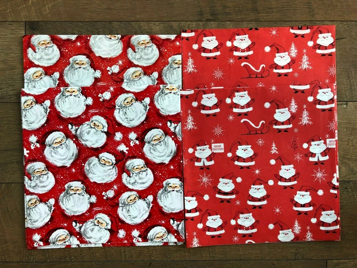 Vintage Christmas Wrapping Paper Sheets Hallmark New Santa Claus Scrapbook  WOW!