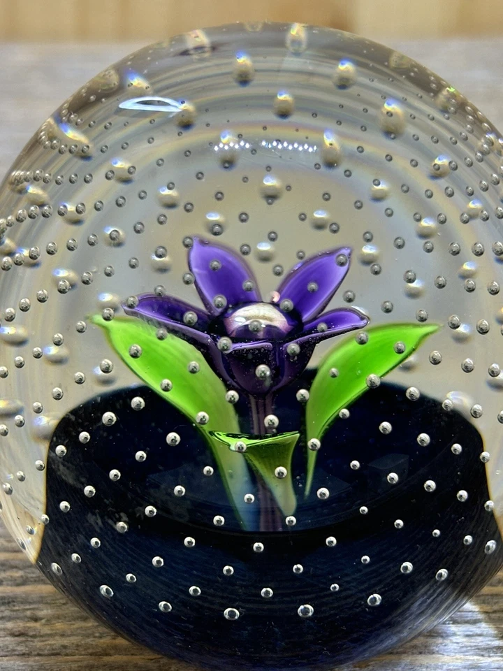 Scotland Brilliant Rain Bubbles With Purple Flower-Sphere Paper Weight-signed - image 4 of 4