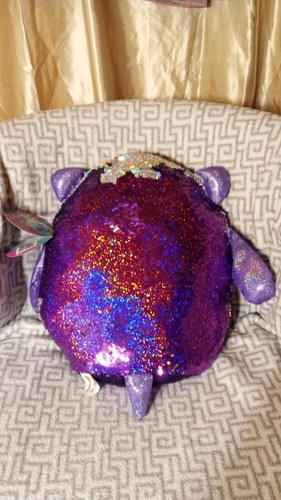 Shimmeez Pailletten 15 Zoll lila/grau Christy die Katze Plüschtier Stofftier - Bild 7 von 8