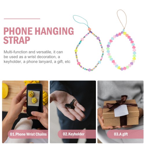 2 Pcs Buntes Liebeskette Handyanhänger Armband Mit Perlen-Handyanhängern - Photo 10 sur 12