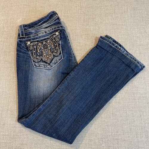 Miss Me Jeans Damen Größe 28 Mid-Rise Bootcut verzierte Taschen DK 209 - Bild 3 von 19