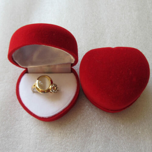 Red Heart Shaped Ring Earring Display Jewelry Box Gift Velvet Storage Showcase* - Bild 1 von 10