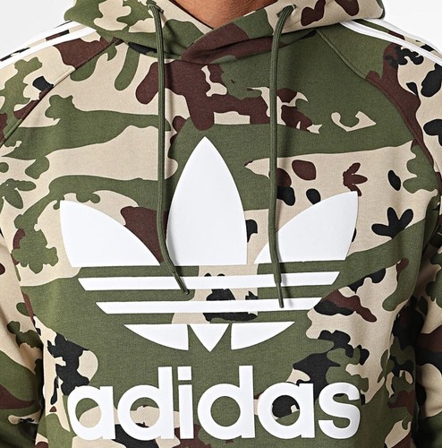 NEW MENS ADIDAS ORIGINALS CAMO 3 STRIPES TREFOIL HOODIE ~SIZE SMALL #IS0209 - Picture 2 of 6