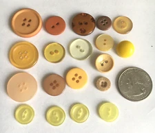 Vintage Button Lot 19pcs Yellow & Orange Shank 2 & 4 Hole Mixed