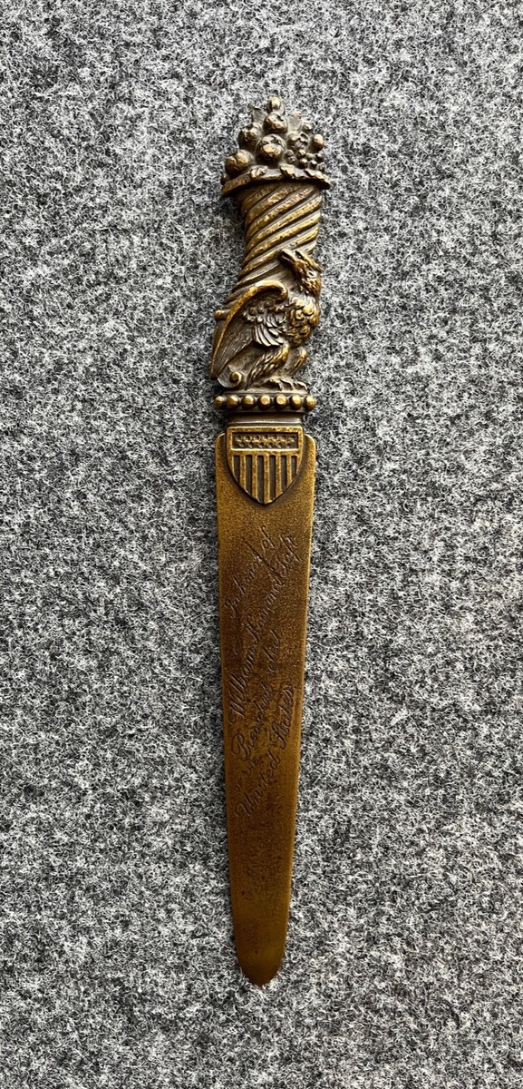 Antique 1908 Bronze Letter Opener In honor of President William