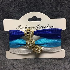 3 Ponytail Hair Holder Ribbon Elastic Band Accessory Beautiful Rhinestone Bead