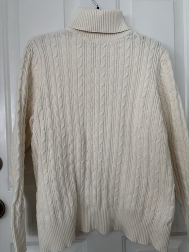 Damen-Winterpullover weiß Zopfmuster Rollkragen St John’s Bay Größe 2X - Bild 6 von 7
