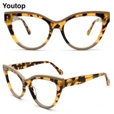 Modern Womens Cat Eye Glasses Frames Leopard Print Eyeglasses Oversize Two Tone