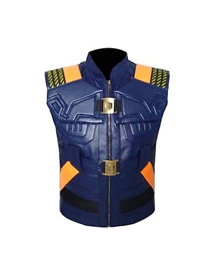 Erik Kill Monger Panther Michael B Jordan Blue Leather Vest Jacket