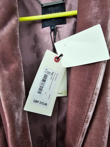 Ted Baker Tansya Taupe Silk Velvet Belted Shawl Collar Jacket Sz XS - Picture 6 of 12