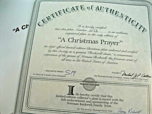 Sammlerstück Norman Rockwell Teller 107D "A Christmas Prayer" mit Box & COA - Bild 3 von 3