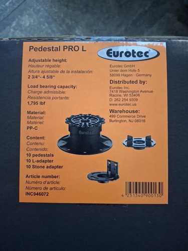 Eurotec PRO L Deck Support Plastic Adjustable Pedestal Hardware 10 pack - Picture 2 of 7