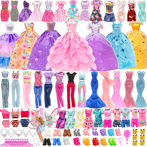 57 PCS Doll Clothes and Accessories 3 Wedding Gowns 3 Tops 3 Pants 3 Fashion Dre - Picture 9 of 12