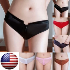 Women Sexy Briefs Panties Open Zipper Ladies Hollow Sheer Lingerie Underwear