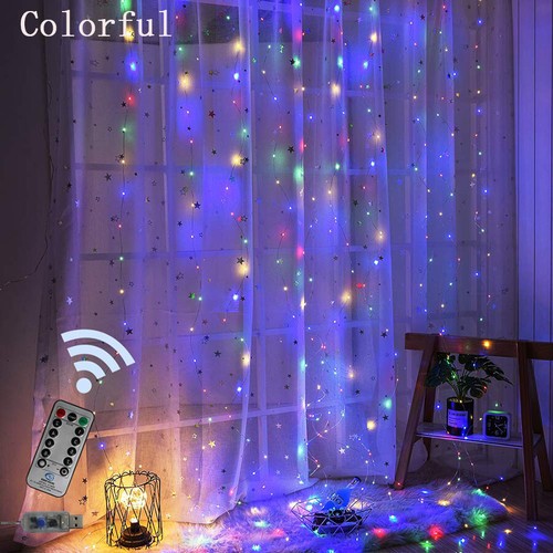 300 LED Curtain Fairy Lights String Indoor/Outdoor Wedding Party Wall Decor - Picture 10 of 15