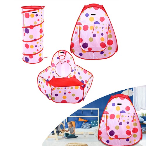3Pcs Kids Play Tent Set: Tunnel Ball Pool & Foldable Pop-Up House - Picture 7 of 20