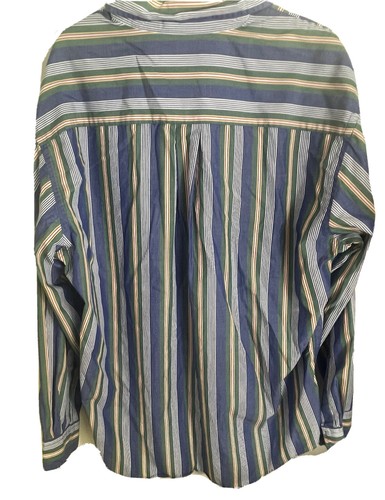 Vtg LL Bean Men's Button Down Striped Shirt Blue W/ Red White Made Hong Kong XL - Picture 9 of 9