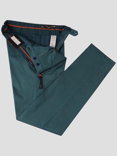 NEW PESCAROLO PANTS GREEN COTTON SILK EA SIZE 34 US 50 EU PZD179 - Picture 2 of 3