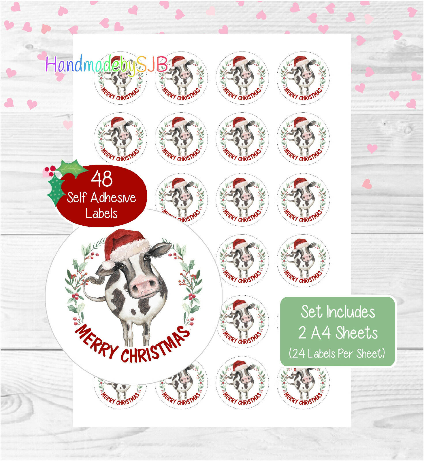 Cow Christmas Stickers Cheap sale Envelope Seals 48 Max 58% OFF Cards Labels For Round