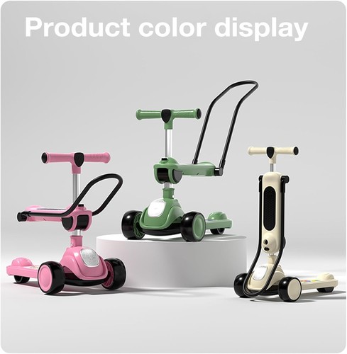 4 in 1 Convertible Kick Scooter for Kids Scooter 3 Wheels Foldable Scooter Tr... - Picture 8 of 8