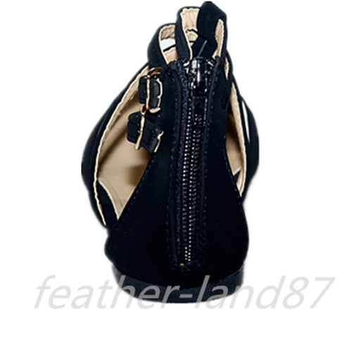 New Girls Flats Casual Ballet Ankle Strap Back Zipper Black,Taupe Dress Shoes - Picture 9 of 18