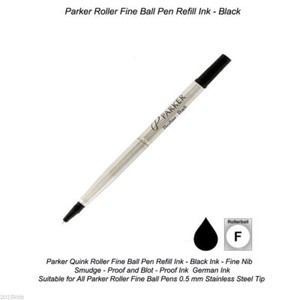 Parker-Quink-Roller-Ball-Rollerball-Black-Refill-Fine-Nib-0-5mm-BUY-2-GET-1-FREE