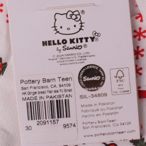 Pottery Barn Teen Hello Kitty Lebkuchen Fair Isle Pyjama, klein - Bild 2 von 3