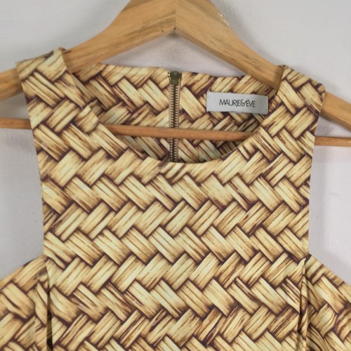 Maurie and eve womens dress size 8 fit flare beige geometric sleeveless 074873 - Picture 3 of 8