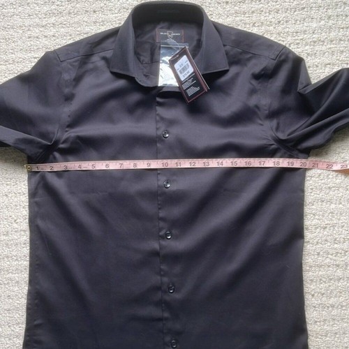 Black Brown 1826 NWT Men’s Slim-Fit Non-Iron Dress Shirt in Black Size 15 NEW - Picture 10 of 12