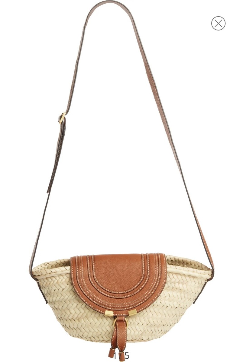 関税送料込- CHLOE MARCIE MINI BASKET BAG Chloe Marcie Basket Bag Raffia and Leather Small Brown