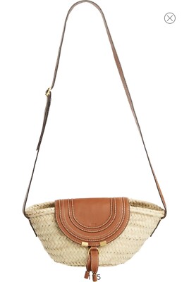 【送料無料/関税込】*Chloe* Marcie Crossbody Basket Chloe Marcie Basket Bag Raffia and Leather Small Brown
