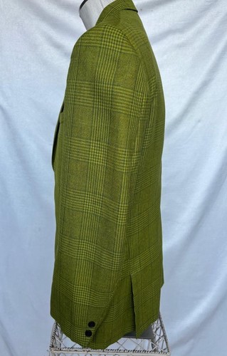 JC Penneys Towncraft Blazer Pea Green Glenn Plaid Sports Coat 1950's Union USA - Picture 3 of 9