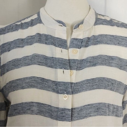 Lucky Brand Blouse M Blue Long Sleeve Stripe Peplum Top NEW - Picture 5 of 11