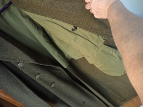 Vintage USA Military Wool Coat Mens 38R Army Green Overcoat Coldweather WWII - Picture 9 of 11