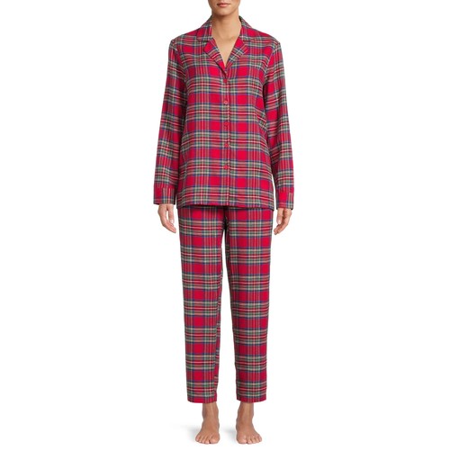 Holiday Time Women Matching Family Red Plaid Flannel Pajama 2PC Set XL 16-18 - Picture 2 of 4