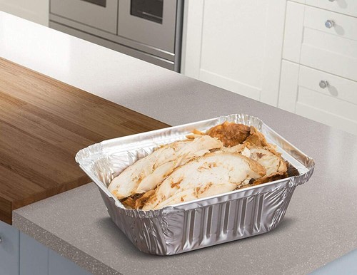 ALUMINIUMFOLIE LEBENSMITTELBEHÄLTER + DECKEL x 100 Nr. 2 PERFEKT FÜR ZU HAUSE UND ZUM MITNEHMEN - Bild 5 von 12