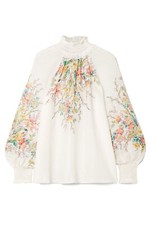 NWT Authentic ZIMMERMANN Zinnia Floral-Print Shirred Top size AU 2
